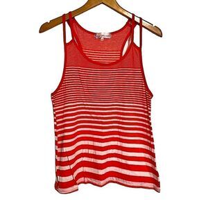 Love Notes Racerback Tank Orange & White Stripes Medium